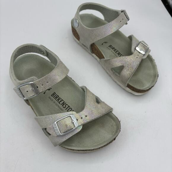 Birkenstock Rio Other - Birkenstock Sandals Girls Kids Size US 8 EU 26 Rio Silver Shiny Iridescent Spark